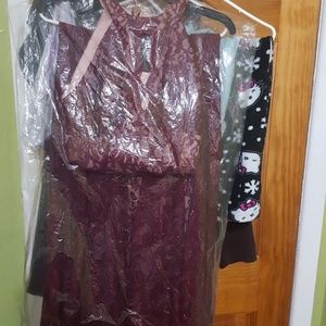 A Burgundy lace dress